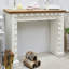 Beige +Burlywood Solid Wood Freestanding Fireplace