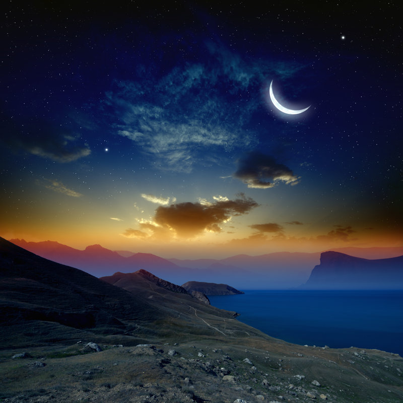 Sunrise With Moon by Ig0rZh - Wrapped Canvas Print, 30cm H x 30cm W x 3.8cm D