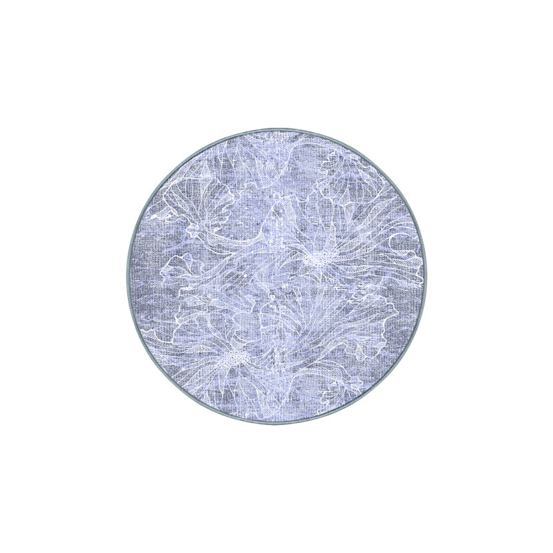 Tapis bleu / brun en chenille / polyester tissé à la main Marcion, Rond 3 pi