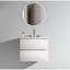 Meuble-lavabo mural blanc brillant de 61 cm (24 po) - Lavabo en céramique, 3 trous pour robinetterie, grand compartiment de rangement, design moderne et silencieux, tiroir