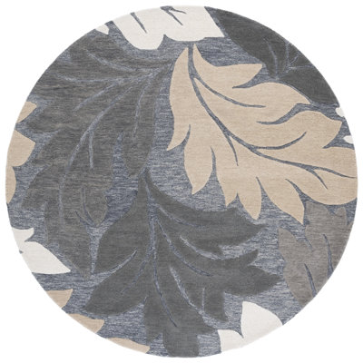 Bourassa 402 Hand Tufted Wool/Cotton Floral Rug in Gray/Beige