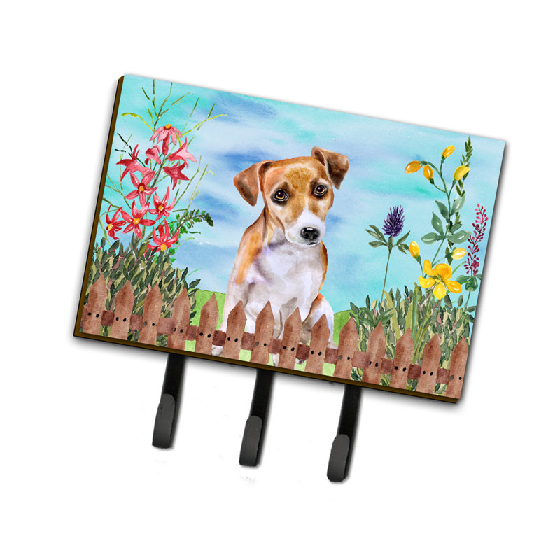 Metal Wall Organizer with Key Hooks, Jack Russell Terrier