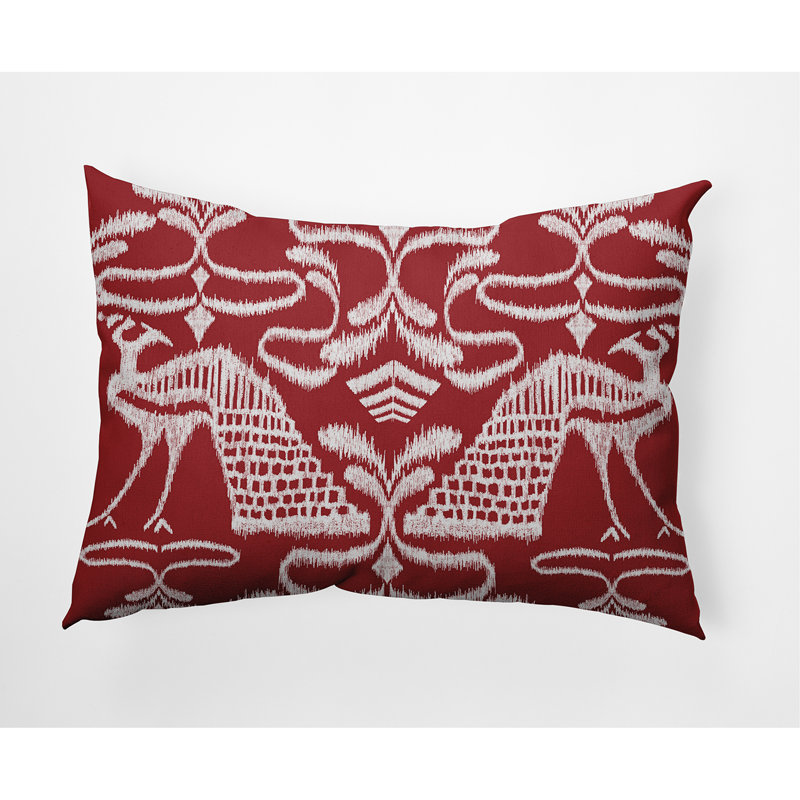 Crown Ikat Outdoor Reversible Throw Pillow, Red