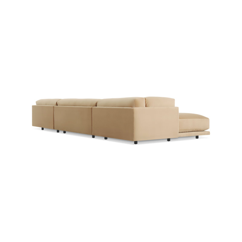 Sunday Sectional, Camel Velvet Polyester Blend