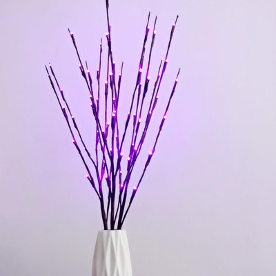 3 Pack Lighted Branches 60 LED Twig Lights Lighted Plants Artificial Twinkle Willow Branch Lamp Home Fairy Light Up Branch for Vases Holiday Party Indoor Decor Battery Operated
