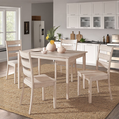 Alexa-Mae 4-Person Rubberwood Solid Wood Dining Set