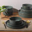 Gibson Elite Echo Bay 12 Piece Porcelain Reactive Glaze (Service for 4) Ceramic Plates and Bowls Modern Stackable Dinnerware Set --113648247