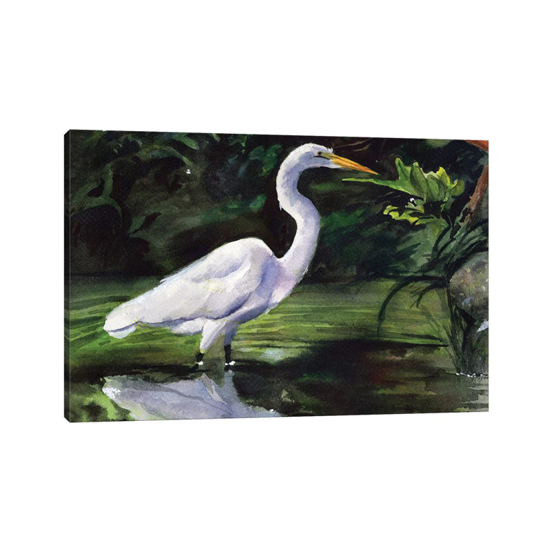 Egret Marsh by Rachel Parker - Gallery-Wrapped Canvas Giclée on Canvas, 20.32 cm H x 30.48 cm W, Canvas