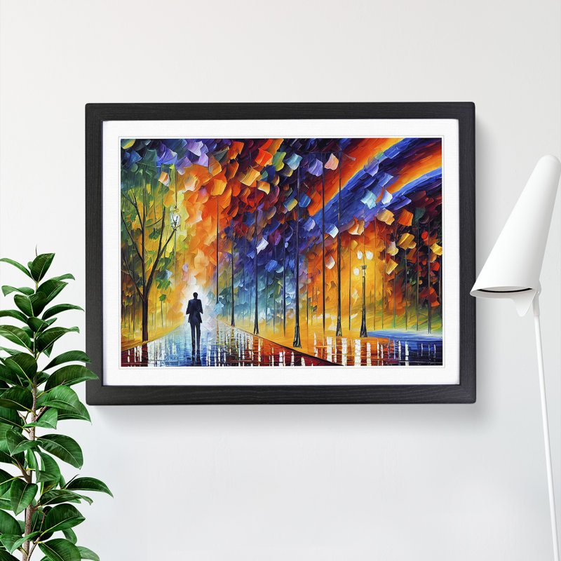 Alone By The Trees - Single Picture Frame Painting, Black, 46cm H x 64cm W x 2cm D