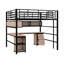 Lit mezzanine double en métal avec bibliothèque-628119410