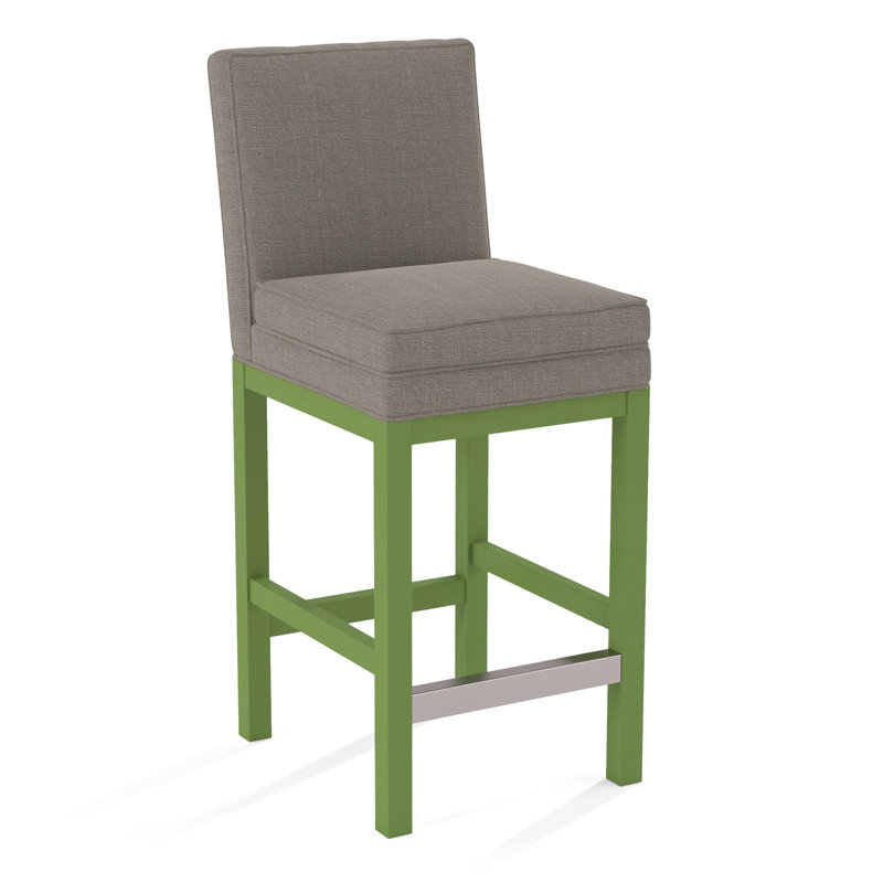 Upholstered Stool, Honey Finish, Stone Crypton Performance; 0884-83
