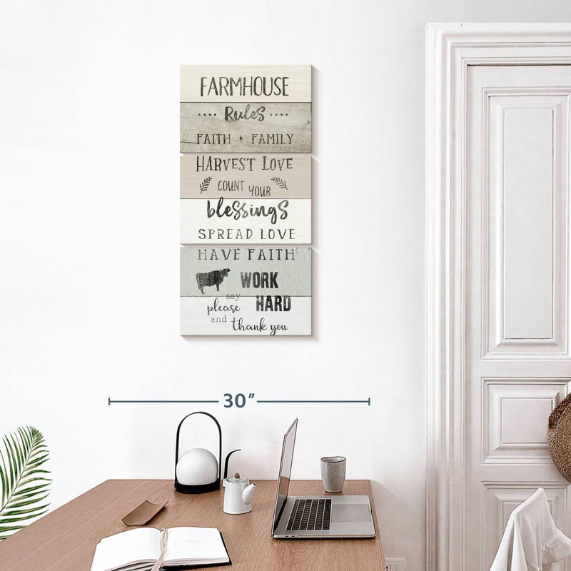Plaque murale Farmhouse Rules, H 32 po x l 15 po