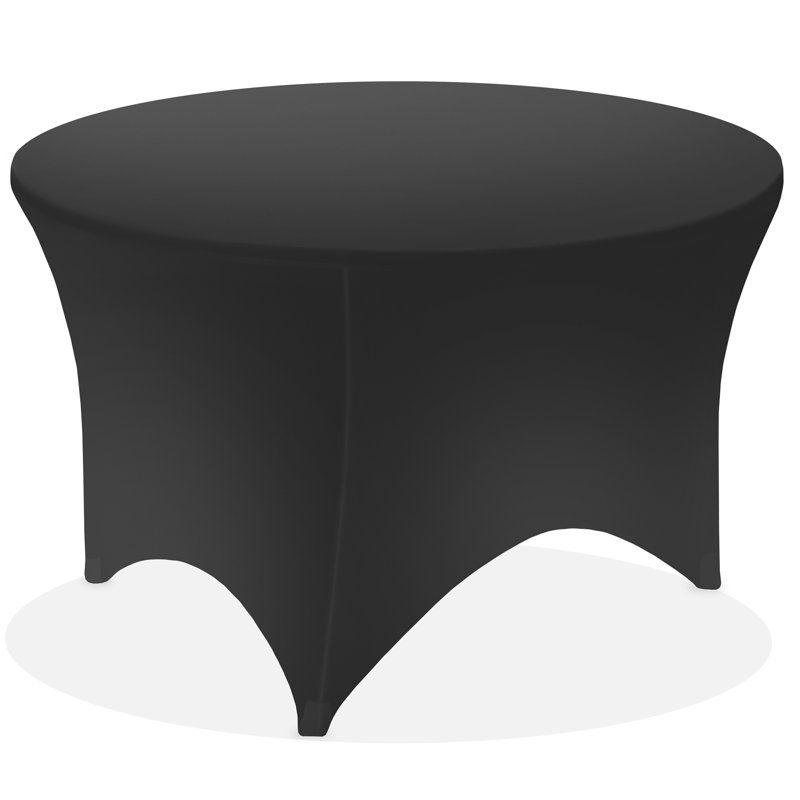 Round Spandex Tablecloth, Stretch Fitted Table Cover, Black, 72" x 72"