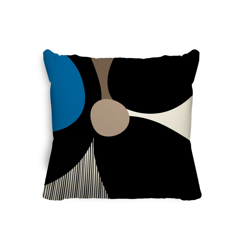 Lara Floral Outdoor Reversible Throw Pillow, Turquoise/Off White, 15" x 15"
