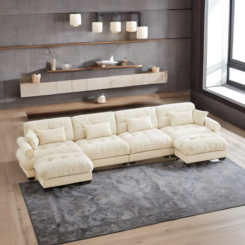 Canapé modulaire en U, Velours crème