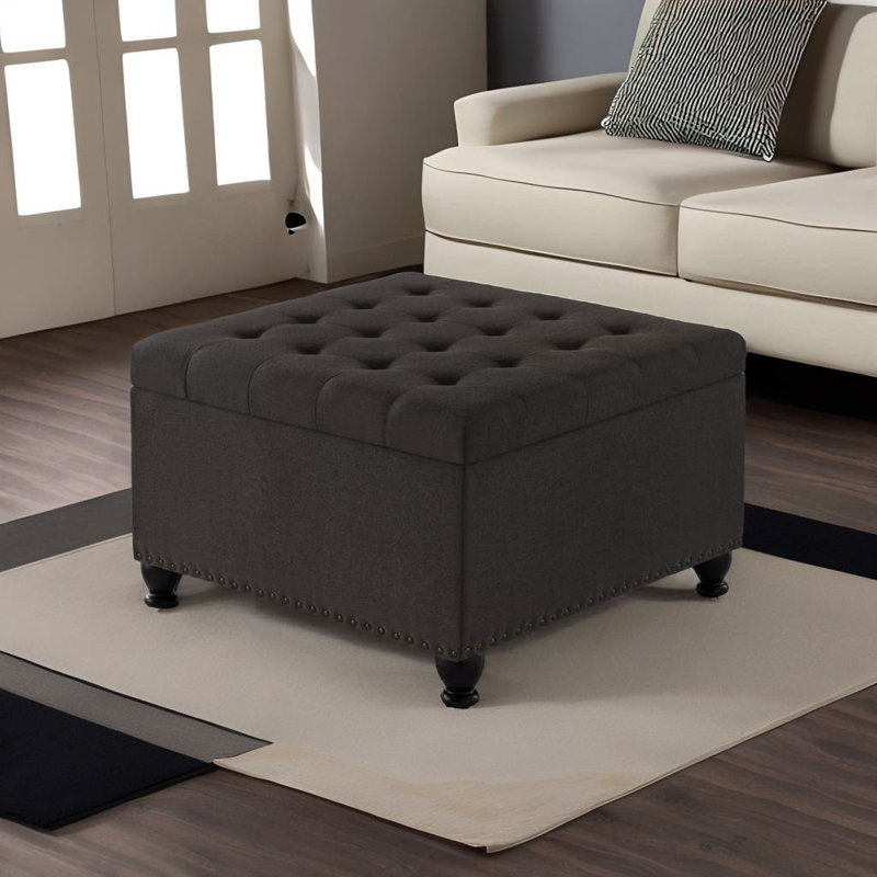 Brextyn Faux Leather Ottoman, Gray Faux Leather