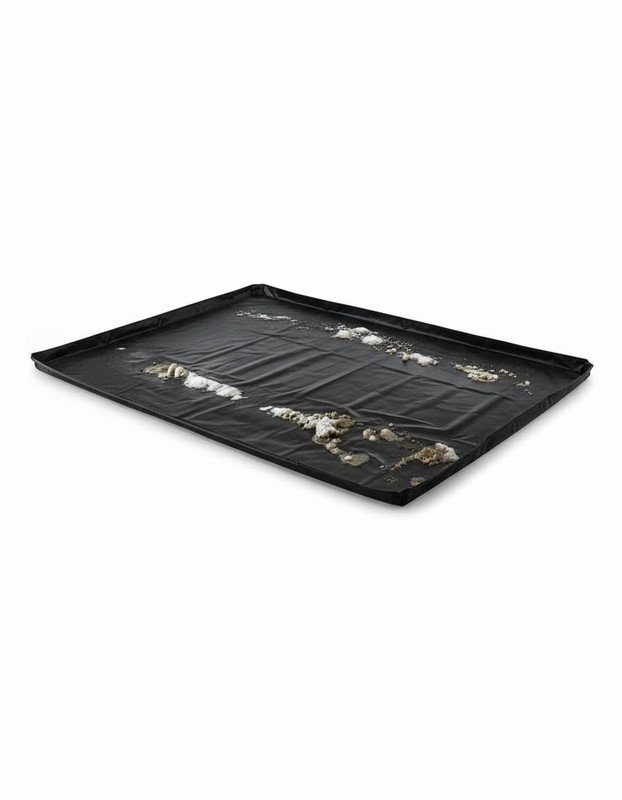 Tapis de garage antidérapant 7 pi 9 po x 16 pi - Tapis de confinement robuste en PVC avec bords surélevés et raclette, Black