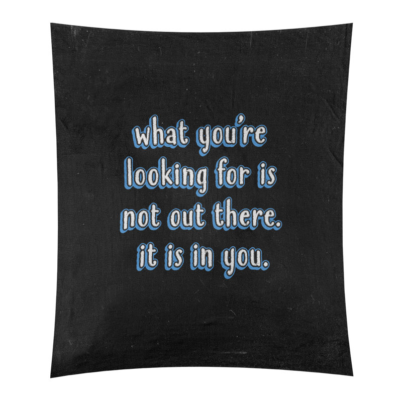 Tapisserie tableau noir quote self confidence quot, H 60 po x l 51 po, Bleu