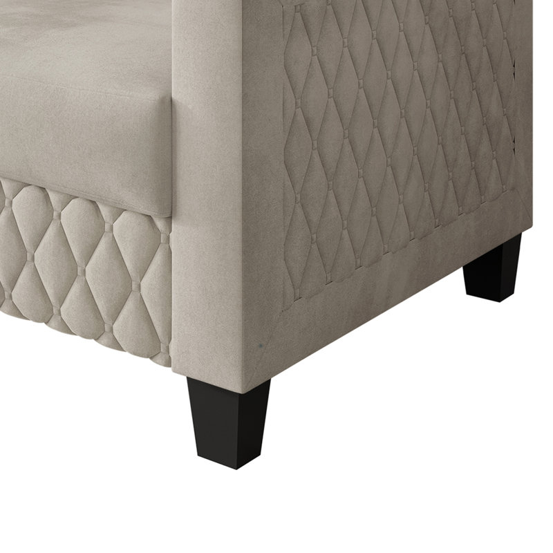 Velvet Upholstered Chair, Beige Polyester