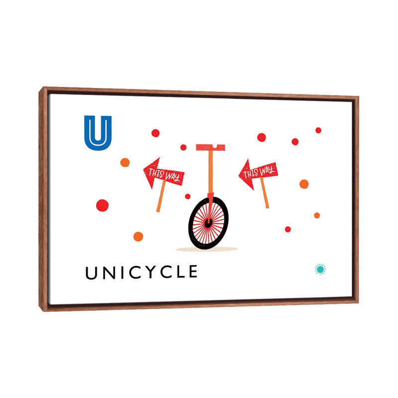 «U Is for Monicycle» - Impression, Aucun mat, H 18 po x l 26 po x P 1,5 po, Toile avec cadre brun