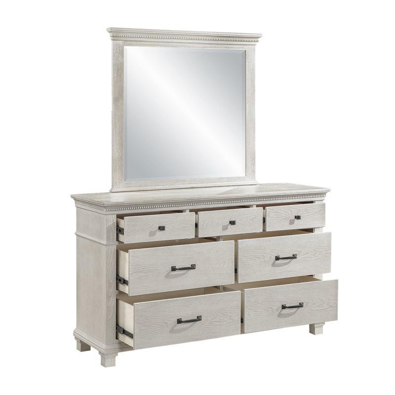Izaguirre 2-Piece Wood Dresser And Mirror Set In Gray