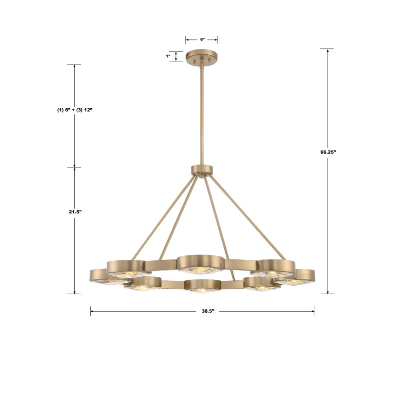 Luminaire suspendu roue de chariot à 8 lumières