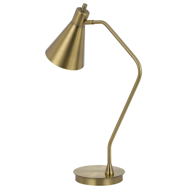 Lampe de table Capstone Task - 61 cm (24 po) de hauteur, en laiton antique, avec abat-jour pivotant et base lestée, culot E26, DEL 12 W, interrupteur marche/arrêt