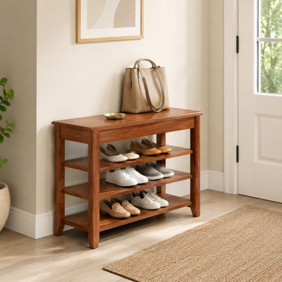  Banc de rangement à langer en bois massif de style Mid-Century avec niveaux réglables et rangement caché