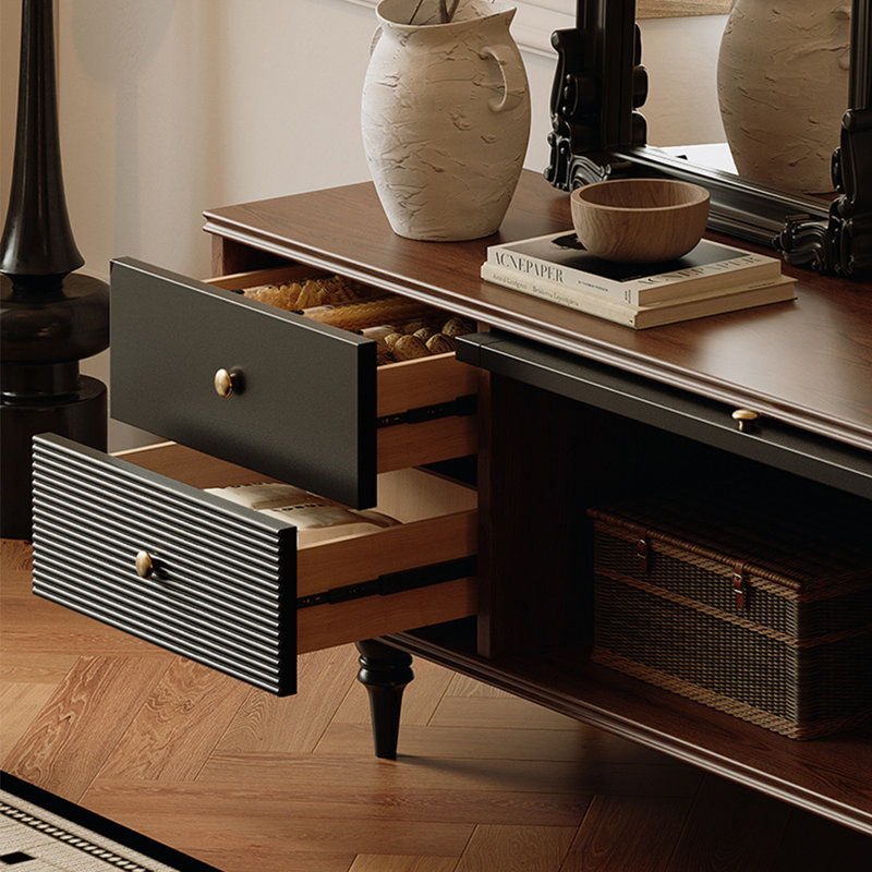 Meuble télé style français avec rangement rétro, 86.61"