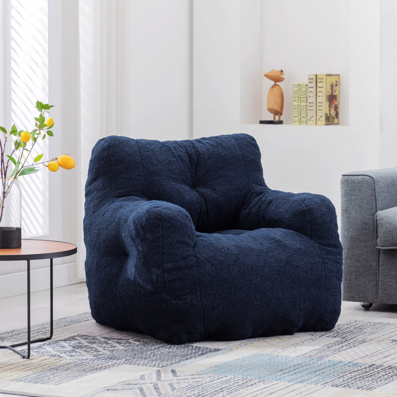 Fauteuil à billes 39,37 po Almon, Dark Blue Teddy Fabric