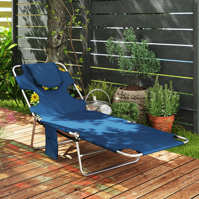 Castleford Outdoor Metal Chaise Lounge, Dark Blue