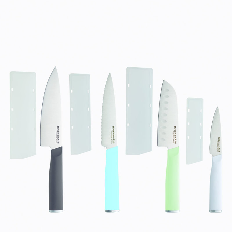 Kitchenaid Classic Chef Knife Set, 4 Piece, Blue/White/Green/Gray