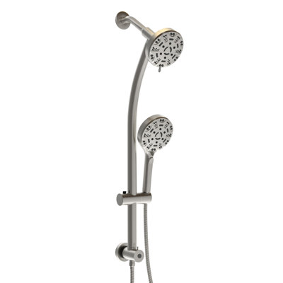 4.7" Rain Showerhead And 8 Hand Shower Package, Stainless Steel Hose, Adjustable Angle Holder, Slide Bar, Brushed Nickel Multi Function - Showerhead, Shower,
