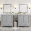 Ensemble de meuble-lavabo 60 po avec lavabos doubles, lavabos en céramique, tablettes de rangement et tiroirs divisés pour salle de bain moderne-129184487