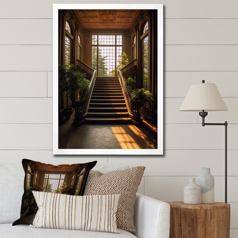 Oregon Pittock Mansion Sunrise IV sur toile, Cadre simple blanc, H 44 po x l 34 po x P 1,5 po