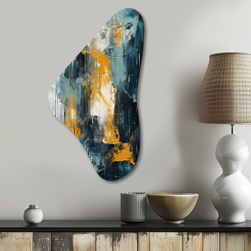 Clementis - Art mural asymétrique en forme de Boomerang, H 31 po x l 17 po