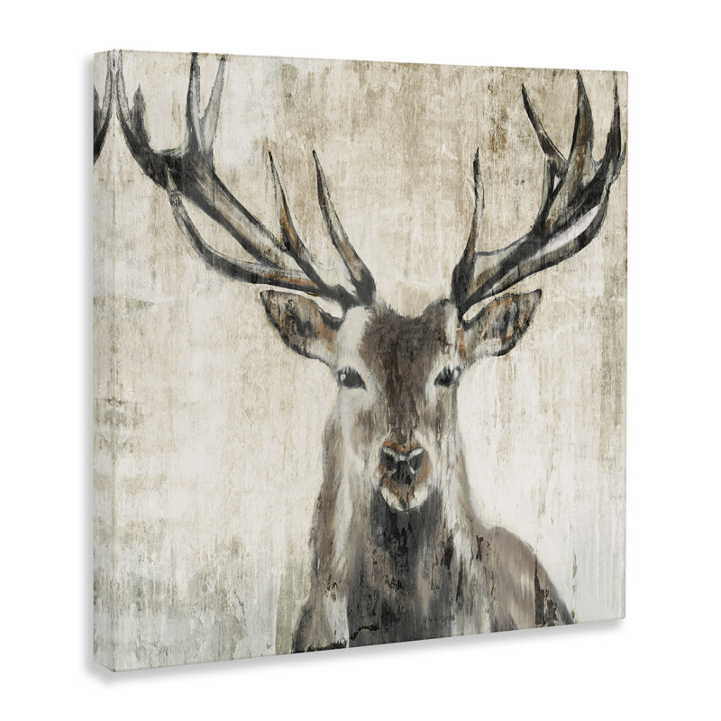 «Rustic Deer Elk Wildlife Portrait» par Liz Jardine, H 36 po x l 36 po x P 1,5 po