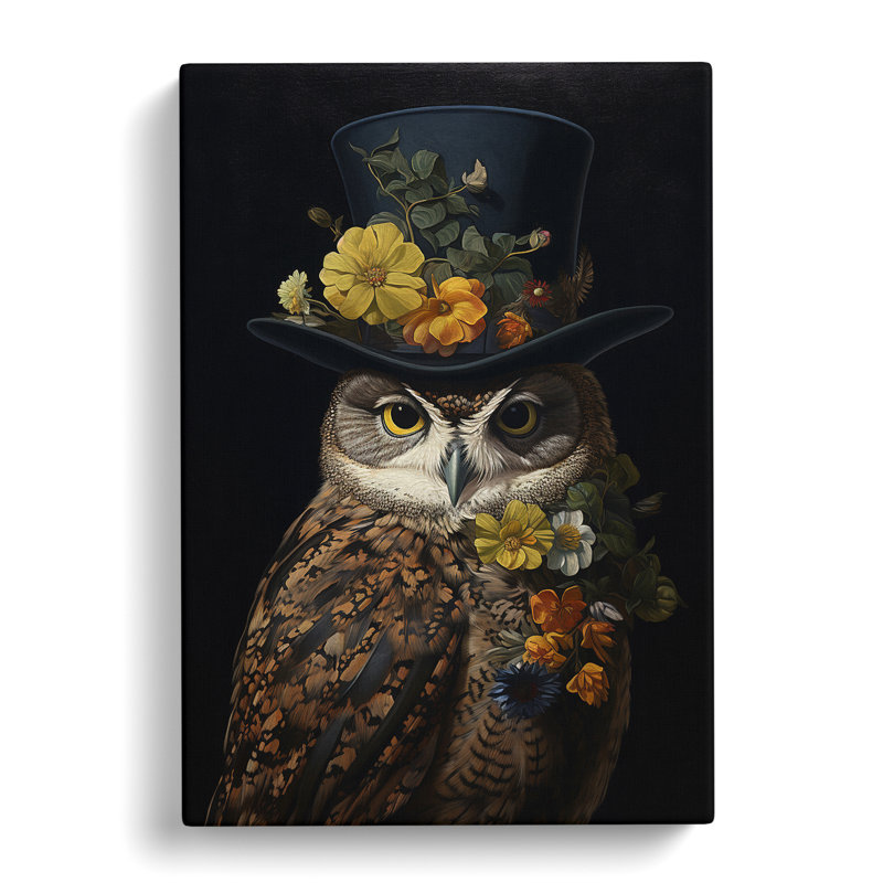 Owl Baroque Art - Wrapped Canvas, 76cm H x 50cm W x 3cm D