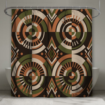 Rideaux de douche circulaires à motif géométrique très longs
