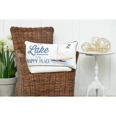 Coussin décoratif imprimé et embelli Lake Is My Happy Place