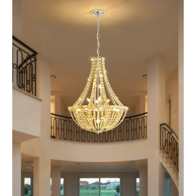 11 - Light Chandelier, 32 pouces, Argent