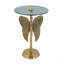 15.5X15.5X24" Round Top Accent Table With Gold Angel Wing Design