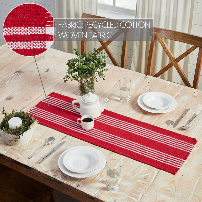 Arendal Rectangle Striped Cotton Table Runner, 36" x 12"