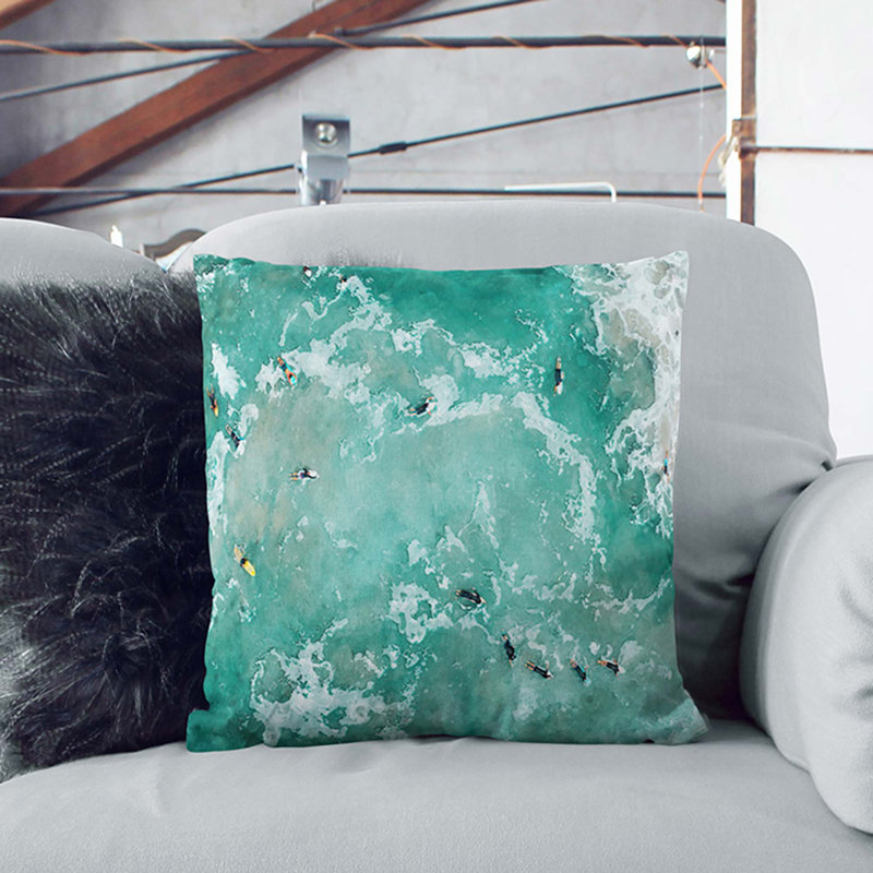 Bodyboarding In The Gold Coast Australia Square Throw Cushion, 40cm H x 40cm W x 15cm D