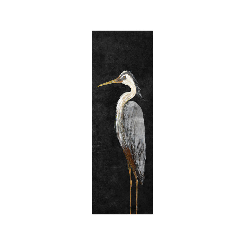 Heron On Black I by Julie Derice - Print on Canvas, 121.92 cm H x 40.64 cm W x 3.175 cm D, No Frame