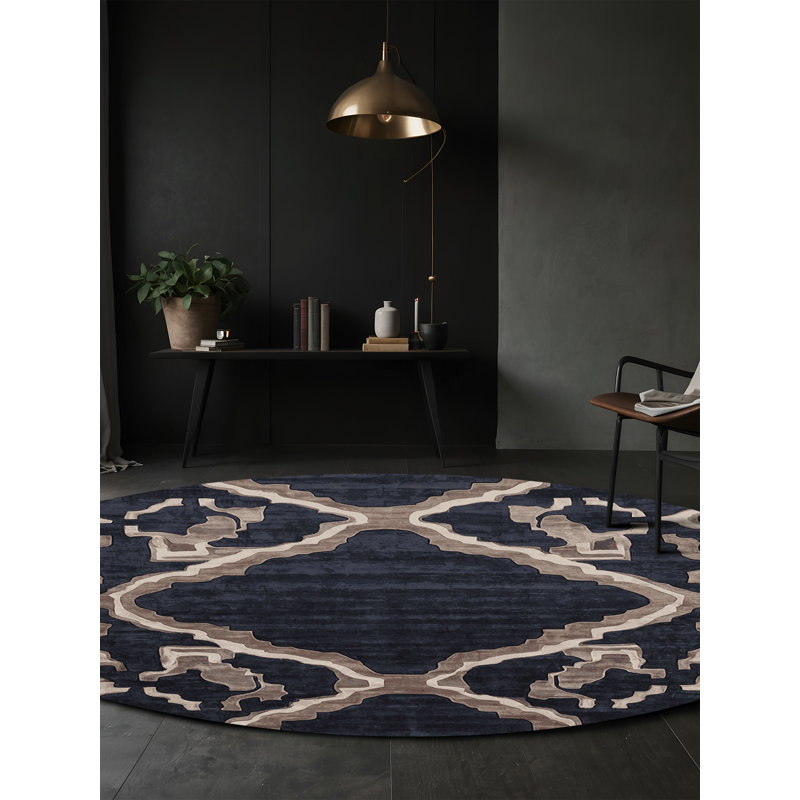 Machine Washable Gray Area Rug, Round 8'