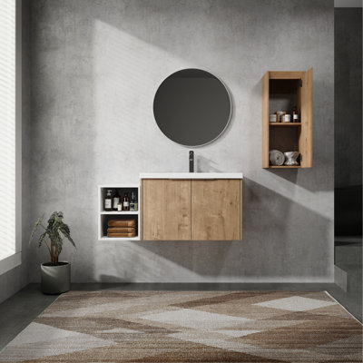 Meuble-lavabo de salle de bain - 42 po avec lavabo et armoire latérale