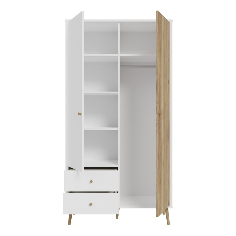 HARLLSON 2 Door Manufactured Wood Wardrobe, White/Brown