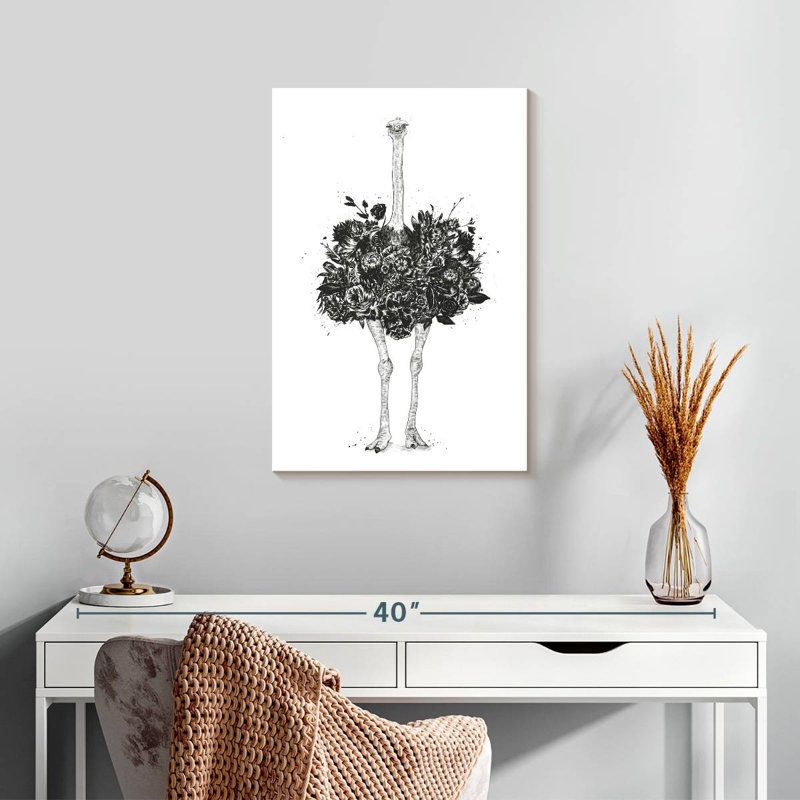 Brampt Floral Ostrich, 24" H x 16" W
