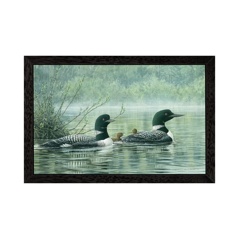 Northern Reflections - Loons by Don Li-Leger - Floater Frame Print on Canvas, Black Framed, 66.04 cm H x 45.72 cm W